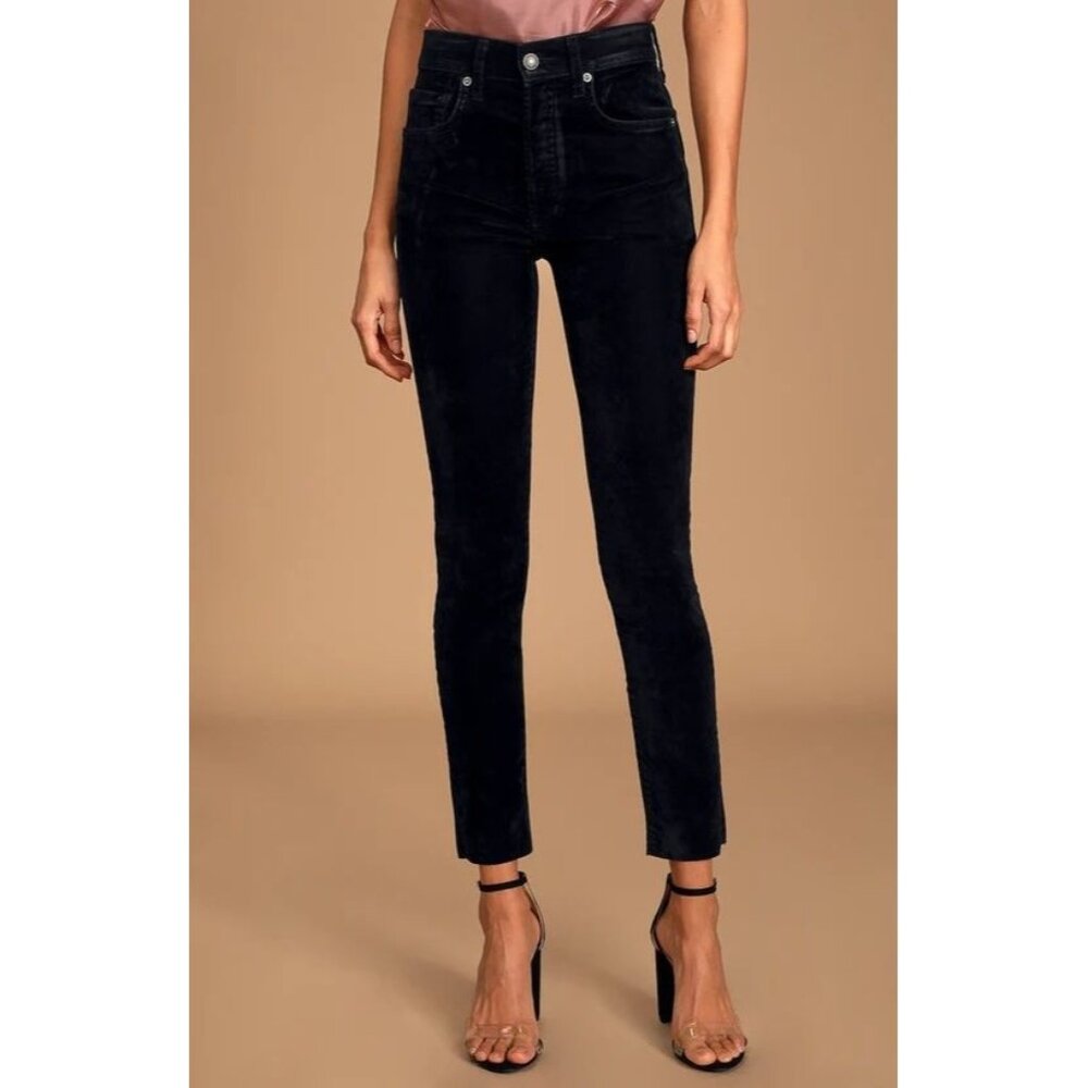 Free People We The Free Stella Velvet High Waisted Skinny Jeans Black Size 28 - Picture 1 of 16